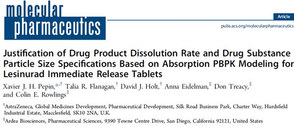 【建模文章解读】采用吸收与PBPK模型支持雷西纳德速释片剂的溶出与粒径标准的制定